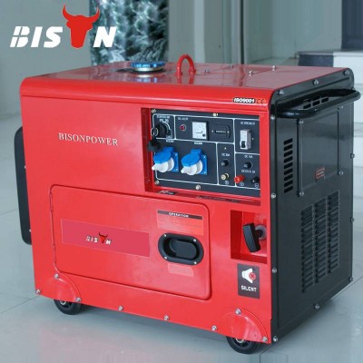 BISON(CHINA) 6kva 6kw 6000w Copper Wire 186FA Engine Soundproof Silent 10hp Diesel Generator Set